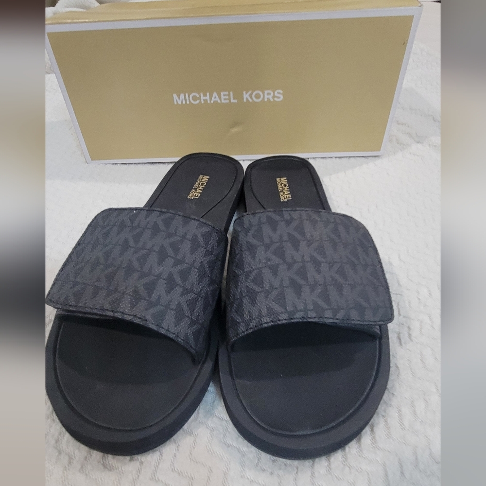 Michael Kors Dark Gray Slide Sandals for Women